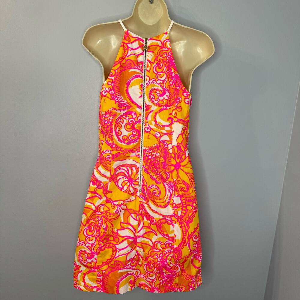 Lilly Pulitzer Annabelle Sunshine Yellow Sea And Be Seen Lace Shift Dress Sz 2 - Picture 6 of 10